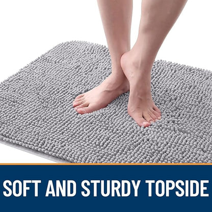 OLANLY Dog Door Mat for Muddy Paws 32x20, Absorbs Moisture and Dirt, Absorbent Non-Slip Washable Doormat, Quick Dry Chenille Mud Mat for Dogs, Entry Indoor Entryway Carpet for Inside Floor, Light Grey