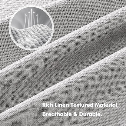 MIULEE 100% Blackout Linen Curtains for Bedroom, Greyish White Solid Luxury Decor Thermal Insulation Room Darkening Drapes for Living Room Nursery Back Tab Rod Pocket 42 x 63 Inches, 2 Panels