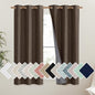 NICETOWN Coffee Vintage Linen 100% Blackout Curtains for Dining Room, Thermal Insulated Curtains 45" Long, Noise Reducing Window Treatment Drapes for Kitchen, 42" Wide Per Panel, Set of 2