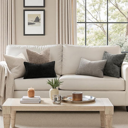 MIULEE Pack of 2 Couch Throw Pillow Covers 20x20 Inch Light Khaki Boho Accent Decorative Pillow Covers Soft Chenille Farmhouse Taupe Cushion Covers for Home Decor Bed Sofa Living Room