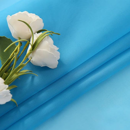 SpaceDresser Sheer Voile Window Treatment Rod Pocket Curtain Panels for Kitchen Bedroom Living Room Drapes Sunlight Filtering Privacy Semi Home Decor Assorted Colors Sizes (Cyan Blue, 52 W x 54 L)