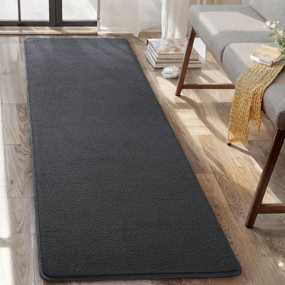 AROGAN 2x4 Feet Shag Runner Rug for Hallways, Washable Rugs with Memory Foam for Bedroom, Entryway Indoor Fluffy Throw Rug for Bedside Living Room Kids Girls Nursery Dorm Room Decor, Dark Grey
