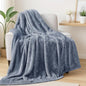 Exclusivo Mezcla Plush Fuzzy Fleece Throw Blanket Extra Large, Super Soft, Fluffy and Warm Blankets for Couch, Bed, All Season (Stone Blue, 50x70 inches)