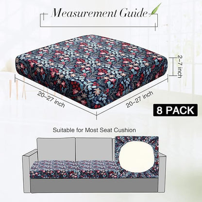Newwiee 8Pcs Patio Cushion Covers Stretch Outdoor Cushion Cover Replacement for Patio Furniture Sofa Couch Slipcovers, Soft Flexibility Washable Furniture Protector(Paisley,Retro Color)
