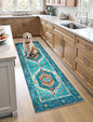 SERISSA Boho Kitchen Runner Rug, 3x7 Washable Non-Slip Runner Rug for Hallways Kitchen Rug, Ultra Soft Vintage Blue Print Distressed Tribal Floor Carpet Runner for Bedroom Entryway Laundry Room