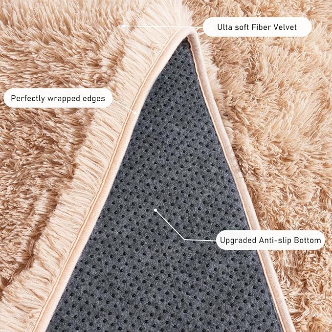 Camel Rugs for Bedroom, Soft Shaggy Modern Shag 4x6 Area Rug for Living Room, Upgrade Non-Slip Plush Fluffy Carpet for Kids Boys Girls Room Home Decor Aesthetic
