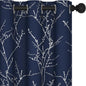 Deconovo Blackout Curtains, Navy Blue Curtain, Thermal Insulated Soundproof Drapes, Branch Silver Print, 42 x 84 Inch Long, Machine Washable Grommet Panels for Bedroom Living Room Office, Set of 2