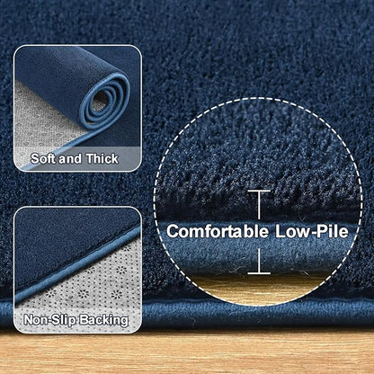 Amearea Large Modern Area Rugs for Bedroom Living Room, 5x8 Feet Navy Blue Thickened Memory Foam Rug, Fluffy Indoor Washable Rugs Non Slip Minimalist Carpet for Boys Girls Dorm Nursery Room Decor