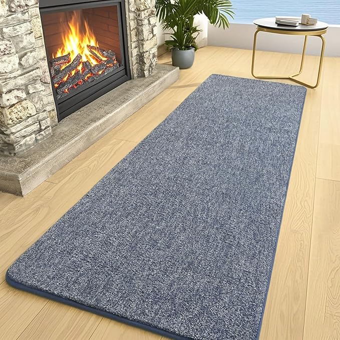 AROGAN Washable 2x8 Runner Rug for Hallway, Long Runner Rugs wtih Soft Memory Foam for Bedroom, Non Slip Backing Carpet Runners for Hallways, Kitchen, Bathroom, Entryway Home Decor, Navy Blue