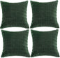 Fancy Homi 4 Packs Hunter Green Decorative Throw Pillow Covers 20x20 Inch for Couch Bed Sofa, Forest Green Boho Home Decor, Soft Plush Corduroy Cute Emerald Green Square Cushion Case 50x50 cm