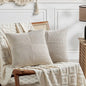 Fancy Homi 2 Packs Neutral Taupe Samll Decorative Throw Pillow Covers 12x12 Inch with for Couch Bed Sofa, Rustic Farmhouse Boho Home Decor, Soft Corss Patchwork Corduroy Square Cushion Case 30x30 cm