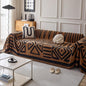 HANDONTIME Boho Geometric Couch Covers for Sofa Pet Friendly Brown and Black Sofa Covers Washable Chenille Couch Blanket Cover for 2 3 Cushion Couches Pet Protector Furniture Cover Soft, 71" X 118"