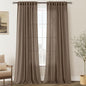 Chocolate Brown Linen Curtain 96 inch Length 2 Panels Set Back Tab Light Filtering Living Room Curtain Drapes Home Office Modern Minimalist Decor Farmhouse Boho Neutral Semi Sheer Curtain 96 inch Long