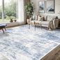 IOHOUZE Abstract Area Rugs 8x10 Ft Washable Large Rugs for Living Room, Non Slip Dining Room Rug, Printed Faux Wool Rugs for Bedroom, Floor Carpet for Office Nursery Playroom, Light Blue Grey