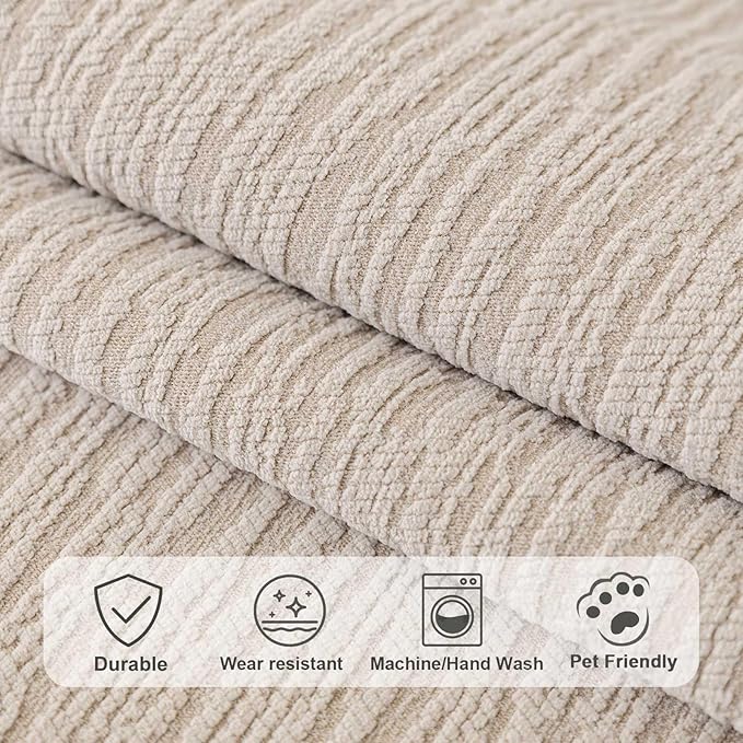 Soft Waterproof Chenille Cover Washable, Non Slip Sectional Sofa Covers for 3 Cushion Couch Sofa L Sharped Sofa Slipcover for Pets, Furniture Protector (1 PCS 36"x70" Coffee)