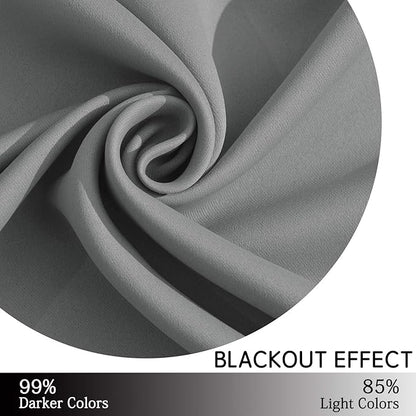 Yakamok Grommet Room Darkening Thermal Insulated Blackout Curtains Window Panels for Bedroom Width 52 Inch by Length 54 Inch Grey Two Curtain Panels
