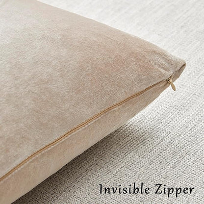 GIGIZAZA 16x16 Beige Pillow Covers: Pack of 2 Champagne Vintage Throw Pillows Super Soft Velvet Covers - Decorative Elegant Square Small Solid Cushion Covers Used for Couch,Living Room,Bedroom