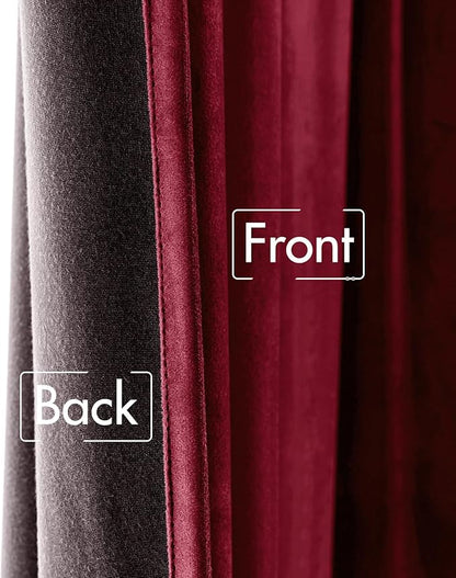 MIULEE Velvet Curtains 96 inches 2 Panels - Luxury Blackout Curtains for Bedroom Living Room Thermal Insulated Super Soft Christmas Window Drapes Rod Pocket & Back Tab, Burgundy Red, W52 x L96 inches