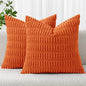 MIULEE Pack of 2 Orange Corduroy Decorative Pillow Covers 16x16 Inch Soft Boho Striped Throw Pillow Covers Modern Farmhouse Home Decor for Halloween Thanksgiving Summer Sofa Living Room Couch Bed