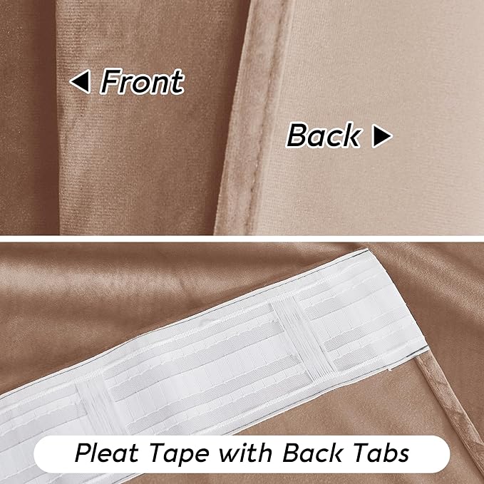 RYB HOME Blush Velvet Curtains with Hook Tape, Thermal Insulated Privacy Protect Decorative Drapes for Home Theater Nursery, W 52 x L 84 inches, 2 Panels Set
