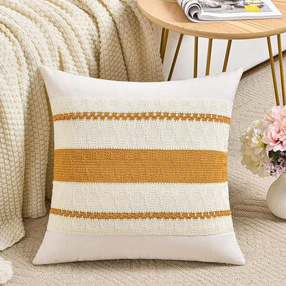 Fancy Homi Set of 1 Mustard Yellow Fall Decorative Throw Pillow Cover 18x18 Inch for Couch Bed Sofa, Autumn Halloween Thanksgiving Home Decor, Soft Cotton Aesthetic Cushion Case
