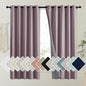 NICETOWN Chaise Mauve Vintage Linen 100% Blackout Curtains for Kitchen, Thermal Insulated Curtains 63" Long, Noise Reducing Window Treatment Drapes for Dorm Room, 62" Wide Per Panel, Set of 2