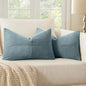 MIULEE Sky Blue Decorative Lumbar Throw Pillow Covers 12x20 Inch for Couch Bed Sofa Pack of 2 Boho Farmhouse Throw Pillows Soft Cross Corduroy Patchwork Textured Cushion Cases