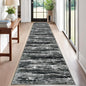 KOZYFLY Modern Abstract Runners for Hallways 2x12 Washable Rug Runner Non-Slip Soft Striped Kitchen Runner Rug, Black Grey Print Carpet Runner for Entryway Bathroom Laundry Room Foyer