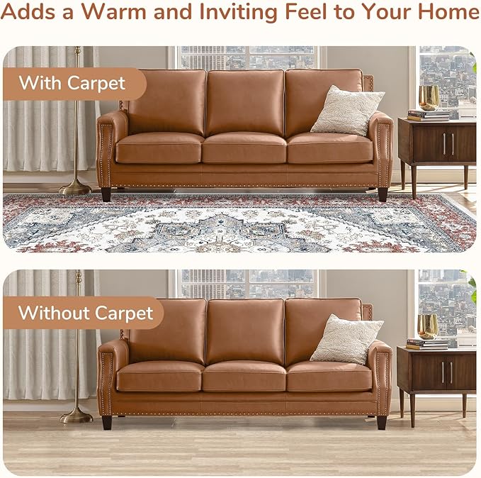 OPPODREAM Soft Entryway Rug 2x8, 2x8 Rug Runner, Washable Hallways Carpet 2 x 8 with Non Slip Backing, Low-Pile Bedside Carpet 2 x 8, Long, Faux Cashmere, Red & Grey