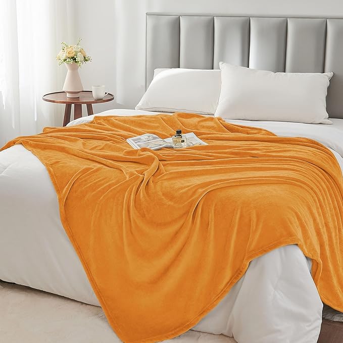 BEDELITE Fleece Blankets Queen Size Burnt Orange Throw Blankets for Bed, Luxury Plush Cozy Fuzzy Blanket 90x90 inches, Super Soft & Warm Blankets for All Seasons
