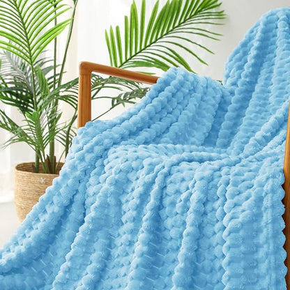Exclusivo Mezcla Fleece Throw Blanket for Couch, Extra Large Fuzzy Blue Bed Blankets, Soft Cozy Plush Sofa Throws for All Seasons, 50x70 Inches