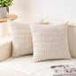 Pack of 2 Corduroy Decorative Throw Pillow Covers 20x20 InchSoft Boho Striped Pillow Covers Modern Farmhouse Home Decor for Sofa Living Room Couch Bed（Cream White）