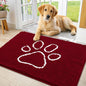 Smiry Dog Door Mat for Muddy Paws, Absorbent Dirt Trapper Non Slip Quick Dry Washable Chenille Mat for Mud Dogs, Entry Rug for Indoor and Outdoor (36x24 Inches, Red and White)