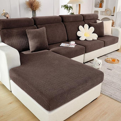 Couch Cushion Covers for Sofa Couch Covers Wear-Resistant Universal Sofa Cover Washable Stretch for Sectional Slipcovers (Texture-Brown,Back Cover L)
