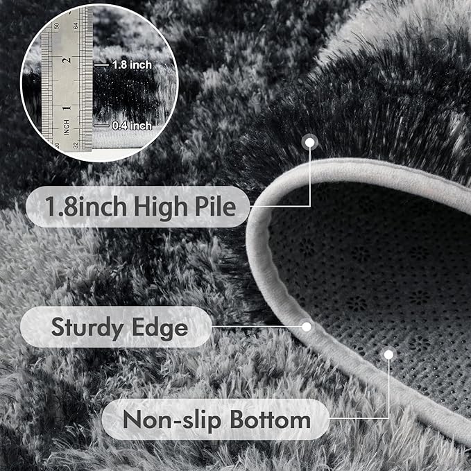 9x12 Ft Extra Large Shag Rugs for Living Room, Ultra Soft Fluffy Furry Area Rugs for Bedroom Indoor Floor, Aesthetic Carpet for Kids Home Decor (Grey)