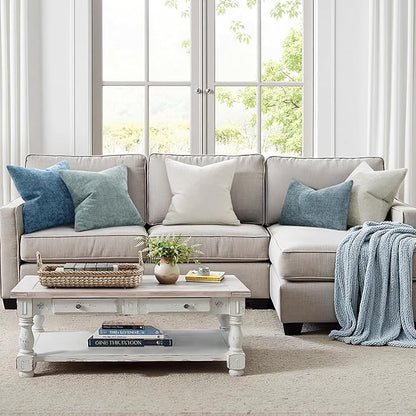 MIULEE Pack of 2 Couch Throw Pillow Covers 20x20 Inch Coastal Blue Modern Boho Accent Decorative Pillow Covers Soft Chenille Farmhouse Cushion Covers for Home Decor Bed Sofa Living Room