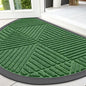 Smiry Half Circle Front Door Mat Outside Entrance, Heavy Duty Sturdy Natural Rubber Doormat, Trap Dirt and Moisture, Low Profile Mats for Indoor Outdoor Entry, Irregular Triangle (47x32, Green)