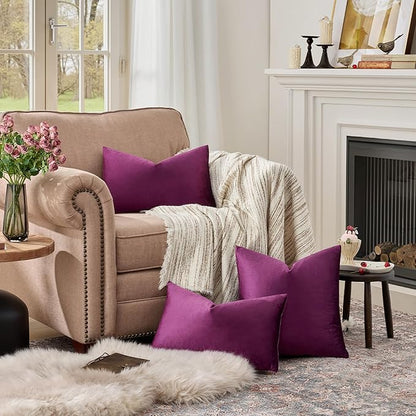GIGIZAZA Purple 12x20 Lumbar Velvet Decorative Throw Pillow Covers for Sofa Bed 2 Pack Soft Cushion Cover