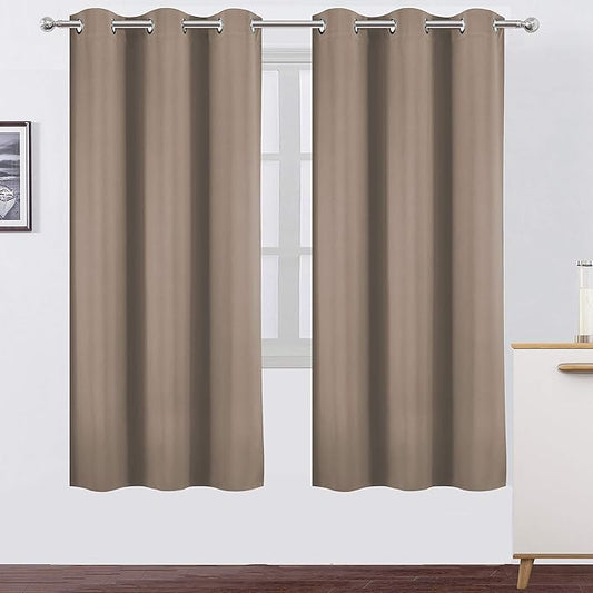 LEMOMO Cappuccino Thermal Blackout Curtains/42 x 72 Inch/Set of 2 Panels Room Darkening Curtains for Bedroom