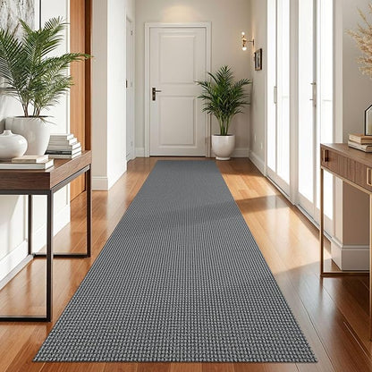 KOZYFLY Runners for Hallways 3x10 ft Washable Kitchen Runner Non Slip Rubber Backed Hallway Rugs Cotton Entryway Runner Rug Floor Carpet for Indoor Hall, Backdoor, Kitchen, Grey/Dark Grey