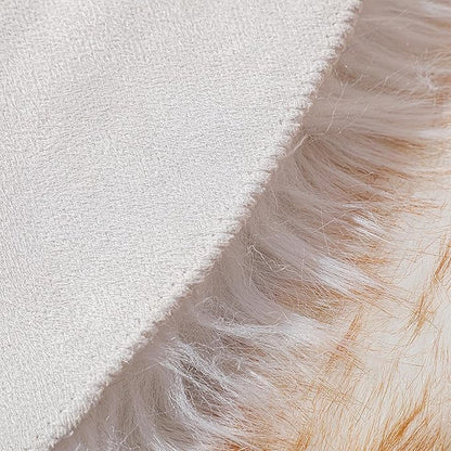 linmopm Faux Fur Rug Sheepskin Shag Fluffy Fuzzy 2x6 ft Runner Rugs for Bedroom Bedside Bed Floor Living Room Plush High-Density Cushion Carpet Super Sofa Cover White and Yellow