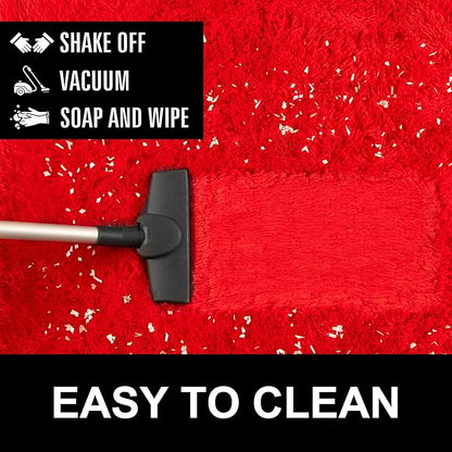 LOCHAS Ultra Soft Indoor Modern Area Rugs Fluffy Living Room Carpets for Children Bedroom Home Decor Nursery Rug 4x5.3 Feet,Red
