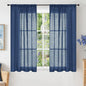 BGment Navy Blue Linen Curtains 54 Inch Length for Short Living Room, Semi Sheer Window Drapes Light Filtering for Bedroom Dining Decor Lightweight with Rod Pocket, 2 Panels Set, Each 42 Inch Wide