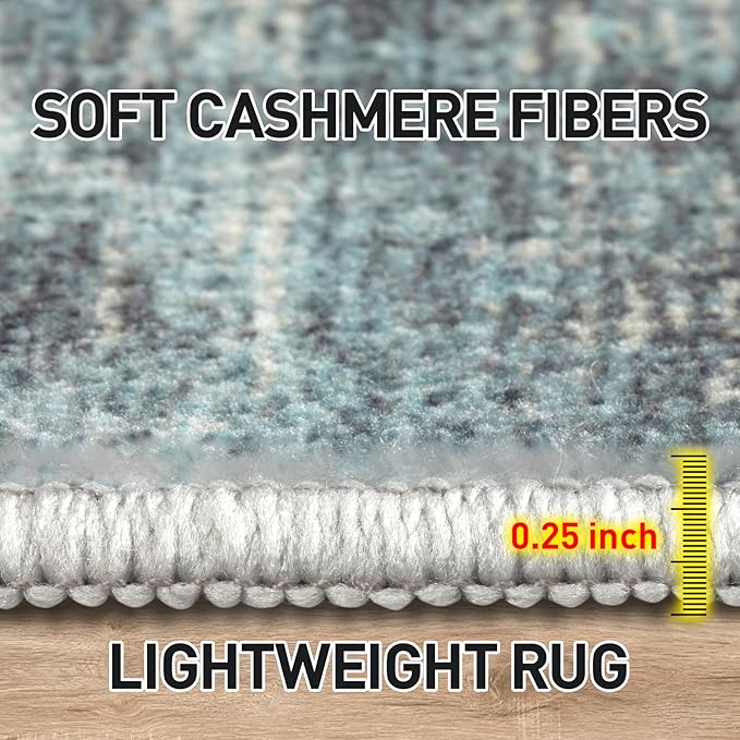 6x9 Area Rugs Washable Rug: Large Modern Abstract Living Room Rug Soft Anti-Skid Thin Carpet Indoor Floor Non-Shedding Carpets for Bedroom Dining Room Farmhouse Nursery Home Office Green Multi