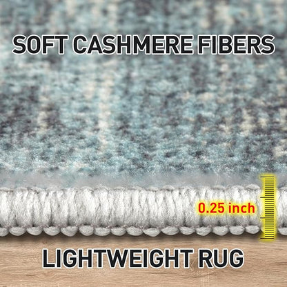 6x9 Area Rugs Washable Rug: Large Modern Abstract Living Room Rug Soft Anti-Skid Thin Carpet Indoor Floor Non-Shedding Carpets for Bedroom Dining Room Farmhouse Nursery Home Office Green Multi