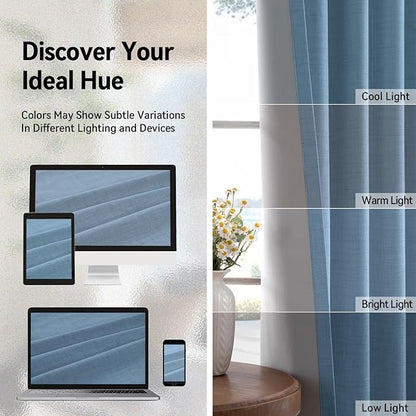 100% Blackout Shield Curtains, Blue, 50''W x 84''L, 2 Panels, Grommet Top, Thermal Insulated, Full Light Blackout, Living Room/Bedroom