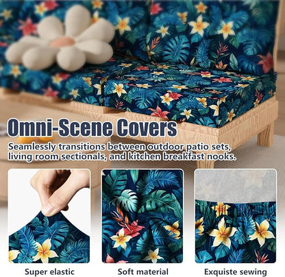 8Pcs Stretch Patio Cushion Covers, Outdoor Couch & Sofa Replacement Slipcovers for Patio Furniture Cushion Covers, Washable Reusable Furniture Protector