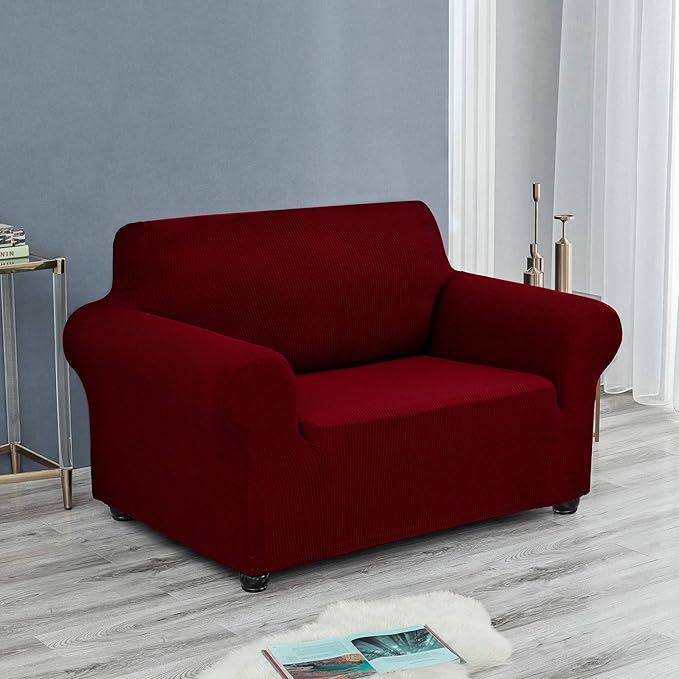 Joccun Christmas Stretch Chair Couch Cover,1-Piece Sofa Slipcover Spandex Jacquard Fabric Sofa Covers with Elastic Bottom,Washable Furniture Protector for Dogs,Cats,Kids(Armchair,Red Dahlia)