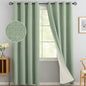 Yakamok Light Sage Green Linen Curtains 100% Blackout 90 Inches Long,Room Darkening Textured Curtains for Living Room Thermal Grommet Bedroom Curtains 2 Panels with White Liner