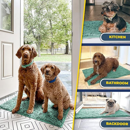 Muddy Mat® | Super Absorbent Door Mat Indoor, Microfiber Quick Dry Chenille Entryway Rug, Non-Slip Front Door Mat, Indoor Mats for Entryway, Machine Washable Pet Rug, Seafoam Green 30"x19"
